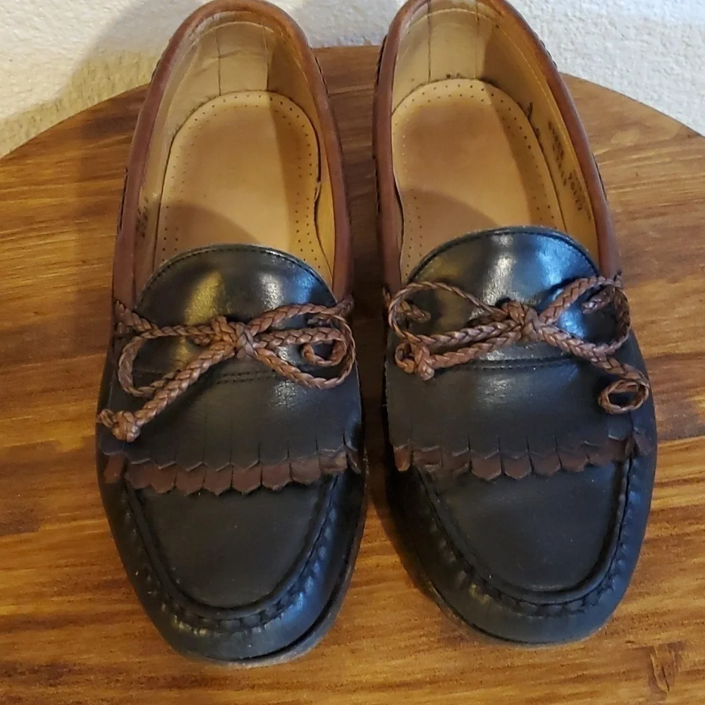 Allen Edmonds| Woodstock Black Comfort Men Loafers 2 Tone Slip On Tassels Sz.8.5